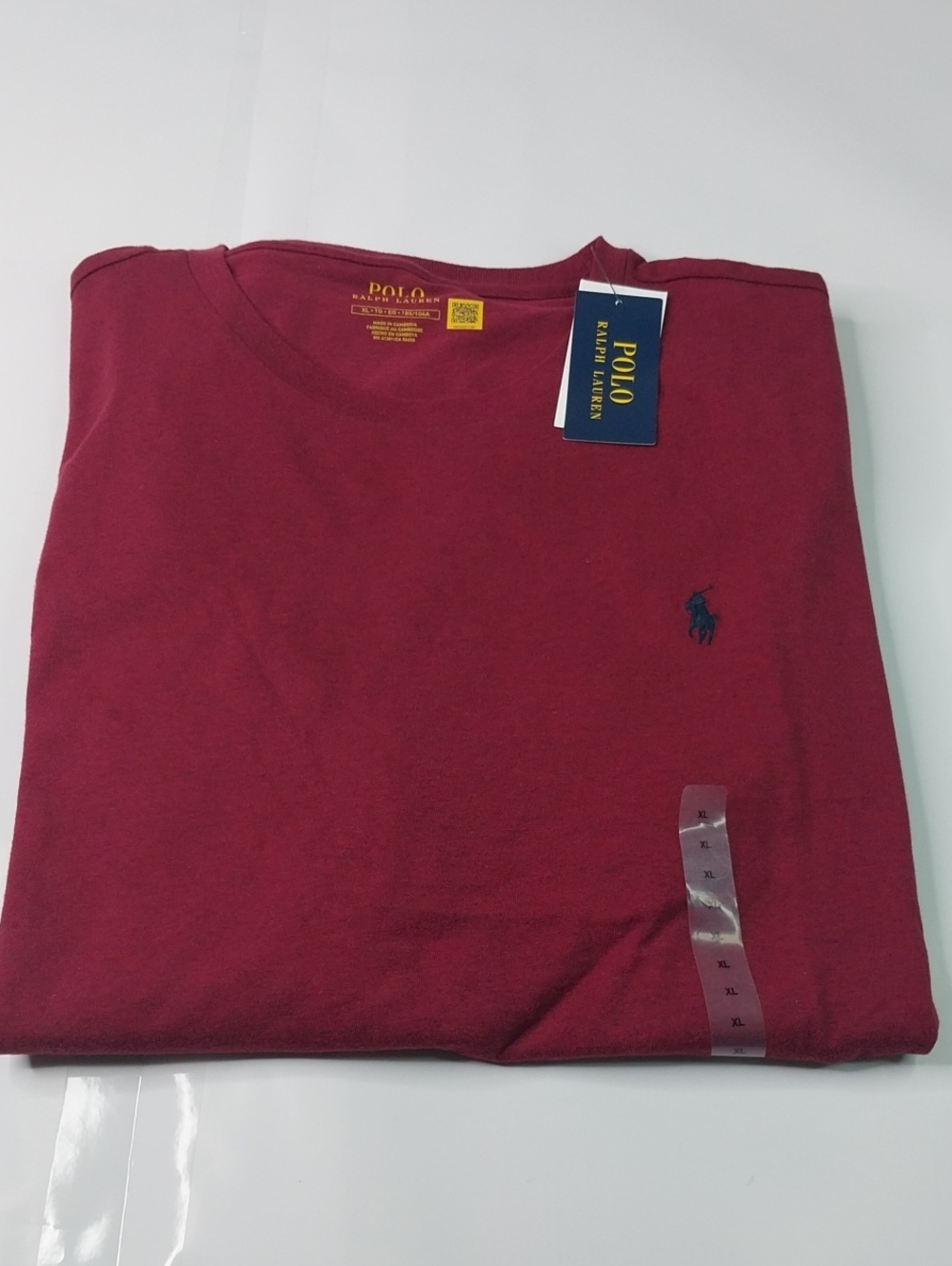 Polo by Ralph Lauren Men's Longsleeve  Crewneck Tee in Burgundy with Navy Pony